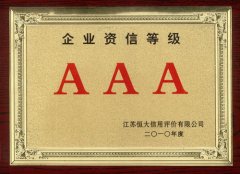 3A企业资信等级证书